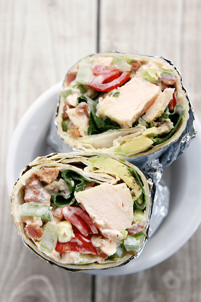 BLAT {Bacon Lettuce Avocado Tomato} Chicken Salad Wrap 1