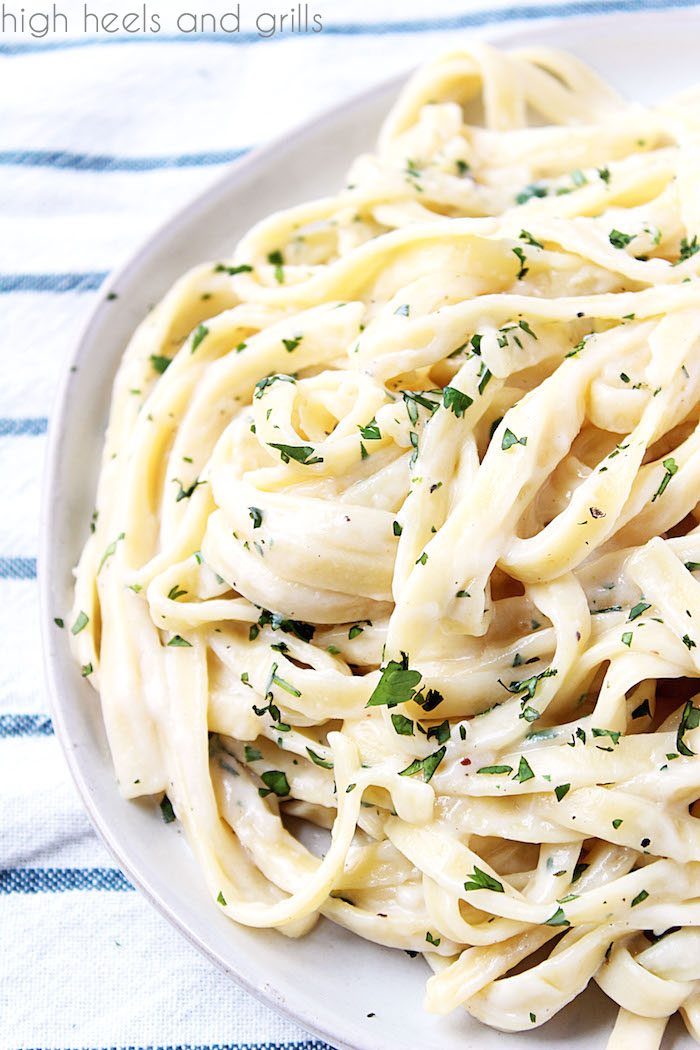 Skinny Alfredo Sauce - plate of noodles