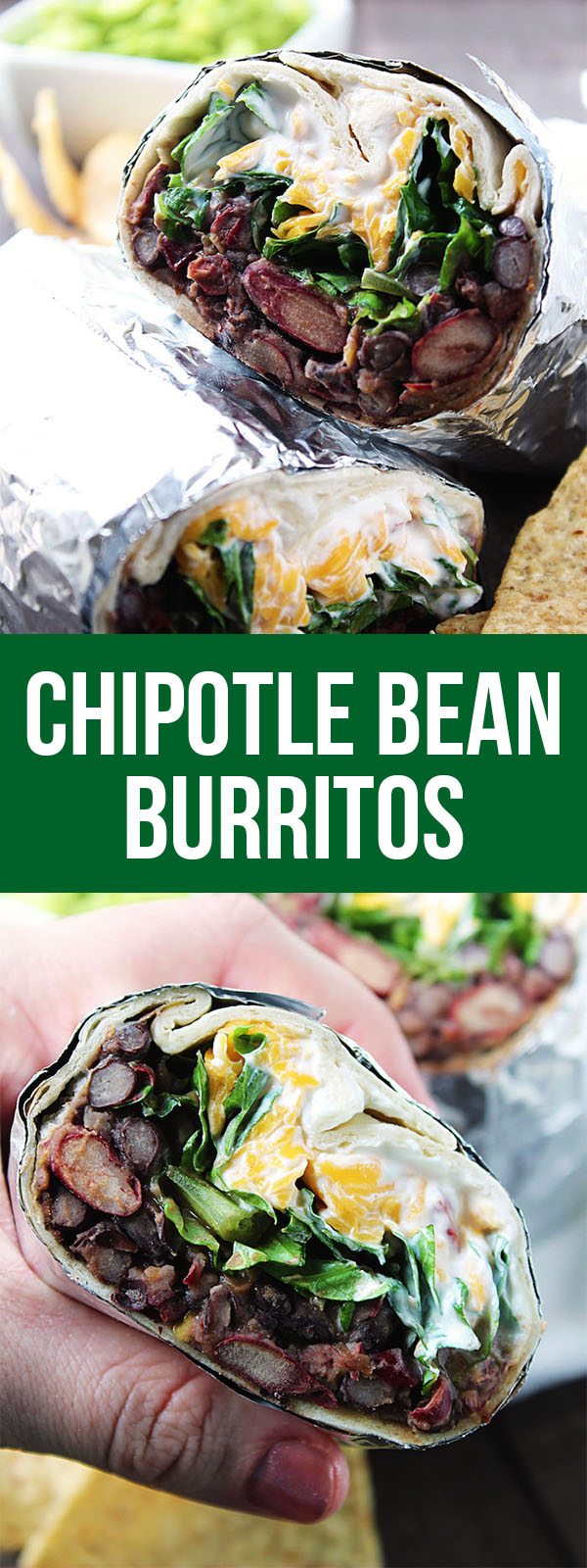 These Chipotle Bean Burritos will quickly become a family favorite dinner! They give you the protein you need, without the meat and they taste wonderful. #dinner #lunch #vegetarian #healthy #easy #fastmeal #cheap