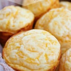 Up close image of a basket full of Jim 'N Nick's Cheesy Biscuits.