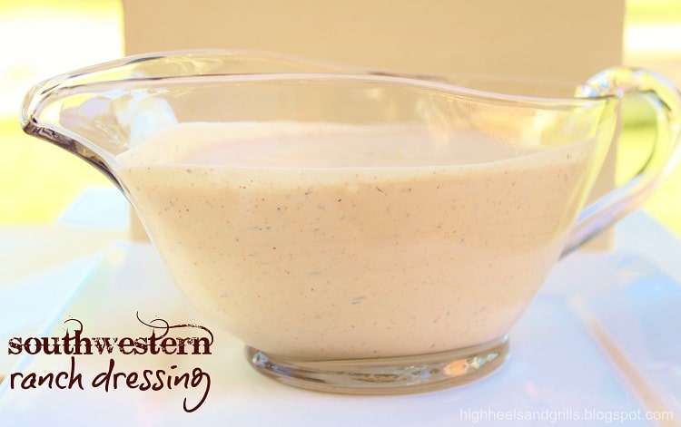 Southwestern Ranch Dressing in a dressing boat.