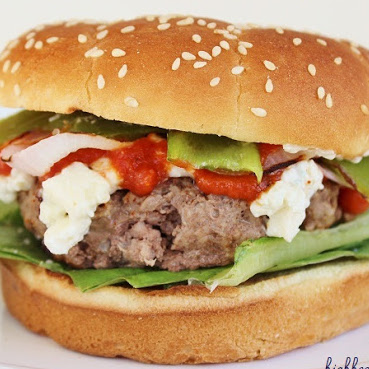 Blue Cheese Burger with Anaheim Peppers | High Heels and Grills