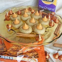 Chai Pumpkin Kiss Cookies on a raised platter.