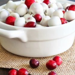 Homemade white chocolate covered cranberries