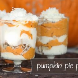 Layered pumpkin pie parfaits in glasses