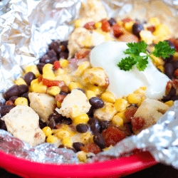 Homemade Santa Fe chicken foil dinners