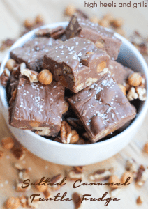 Salted Caramel Turtle Fudge - Just 5 ingredients and tastes like a dream.