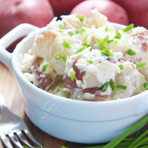 Chunky ranch potatoes in a serving dish