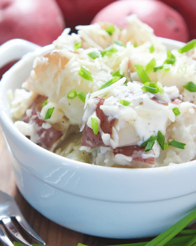 Chunky ranch potatoes in a serving dish