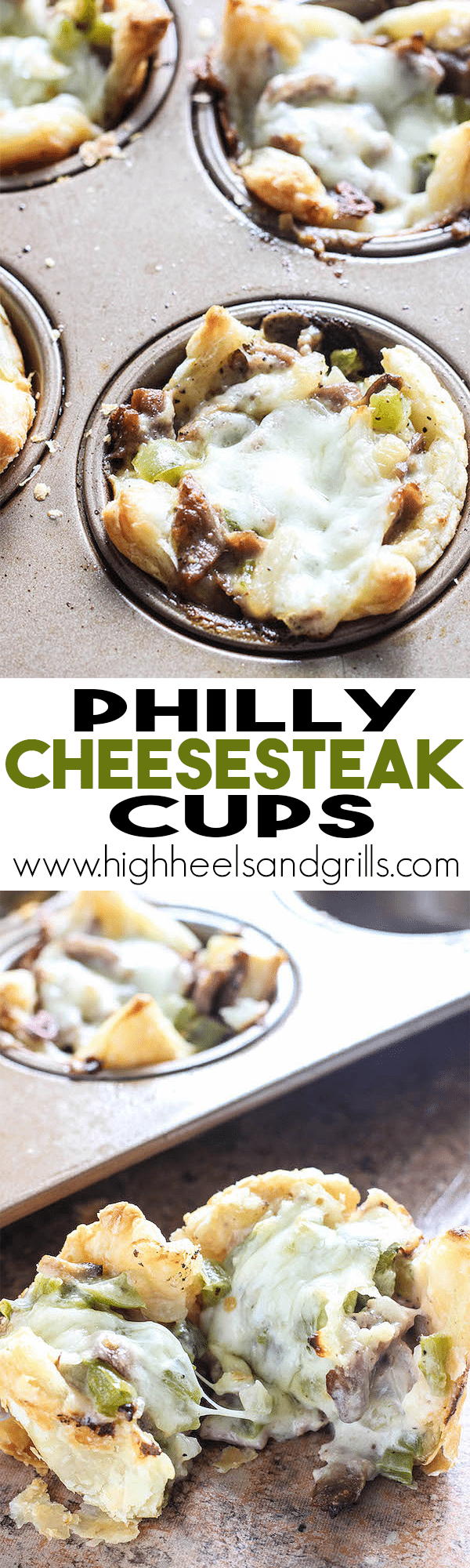 Philly Cheesesteak Cups - An easy dinner recipe that tastes so good! https://www.highheelsandgrills.com/philly-cheesesteak-cups/ ‎