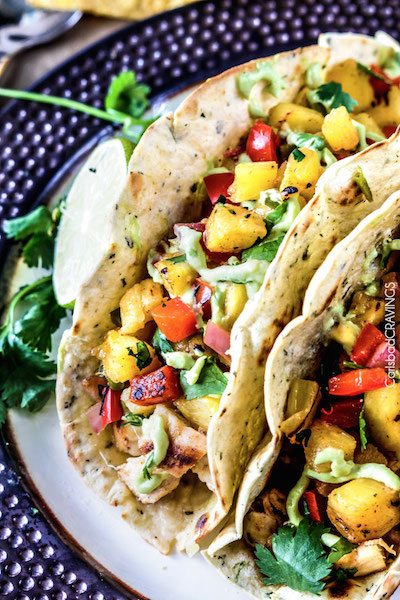 Chili Lime Chicken Tacos with Grilled Pineapple - Easy Dinner Meal Plan