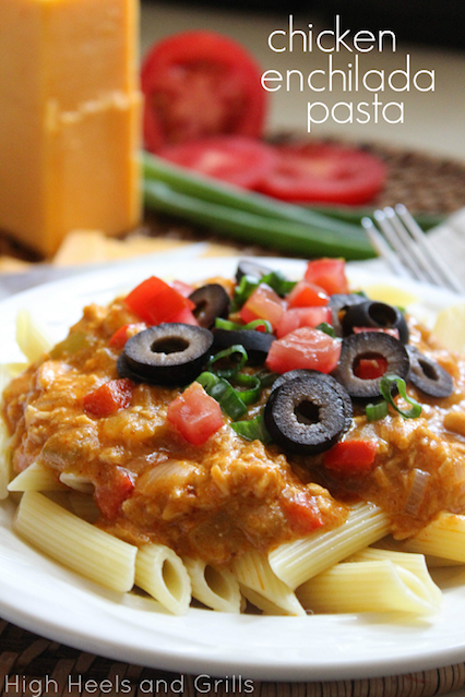 Chicken Enchilada Pasta - High Heels and Grills Weekly Dinner Meal Plan #3