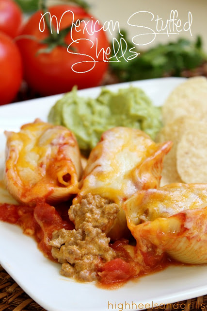 Mexican Stuffed Shells - High Heels and Grills Weekly Dinner Meal Plan #1