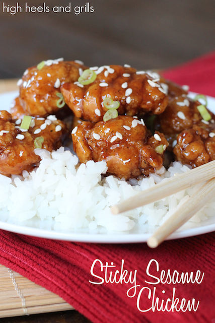 Sticky Sesame Chicken Recipe - High Heels and Grills Weekly Dinner Meal Plan #2