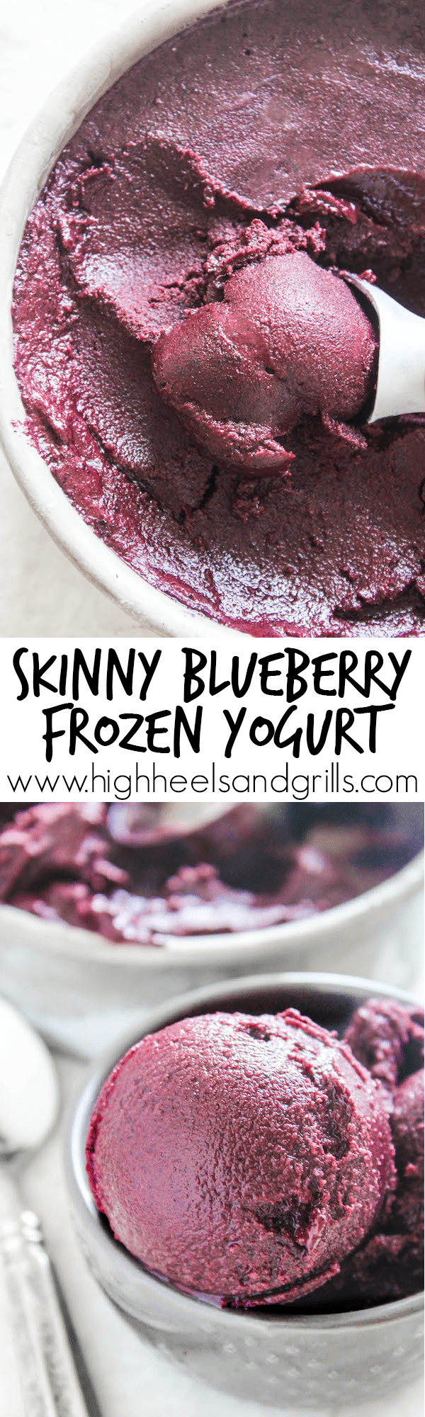 Skinny Blueberry Frozen Yogurt - Blueberries, honey, yogurt, and a squeeze of lemon. Just four ingredients to bring you this delicious dessert!