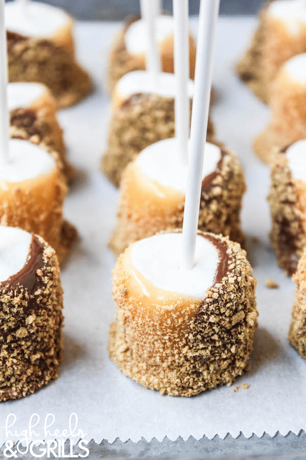 Caramel S'mores Pops - These are so easy to throw together and taste incredible! #LetsMakeSmores #ad
