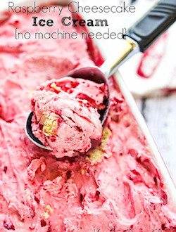 Raspberry Cheesecake Ice Cream - 50 Ice Cream Recipes Roundup