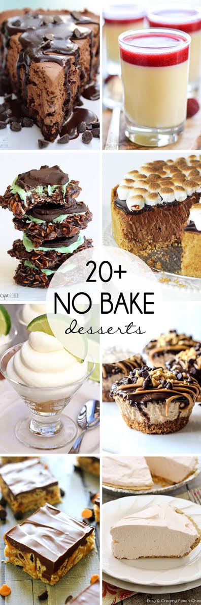Beat the heat with these 25 No Bake Dessert Recipes. Each one is delicious and you won't have to worry about burning up with the oven on in the summer heat!