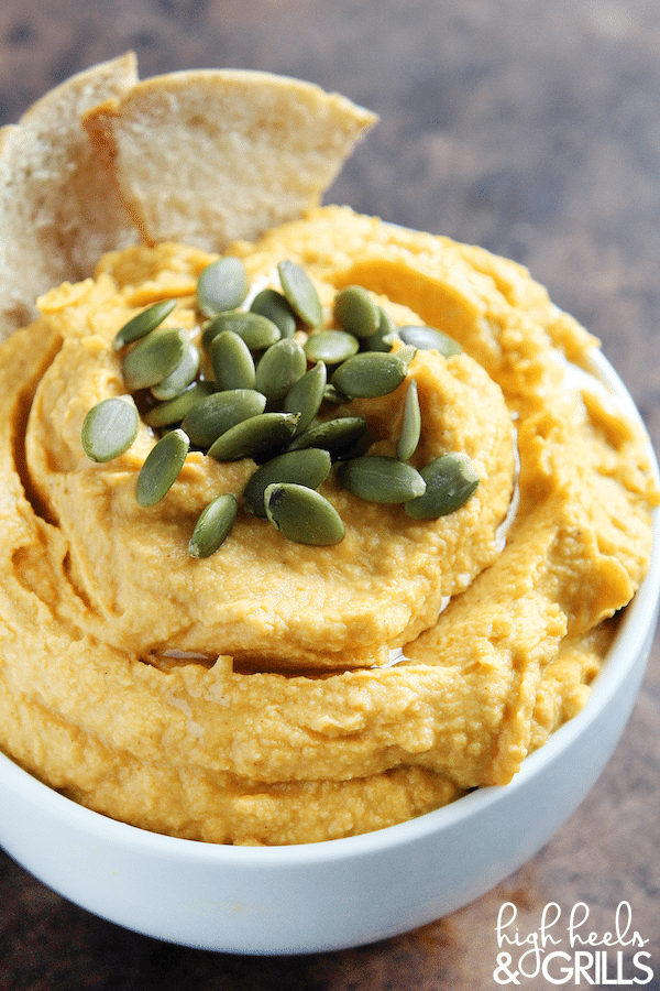 This Pumpkin Hummus is the best hummus I have ever had in my entire life. And that's not even an exaggeration.