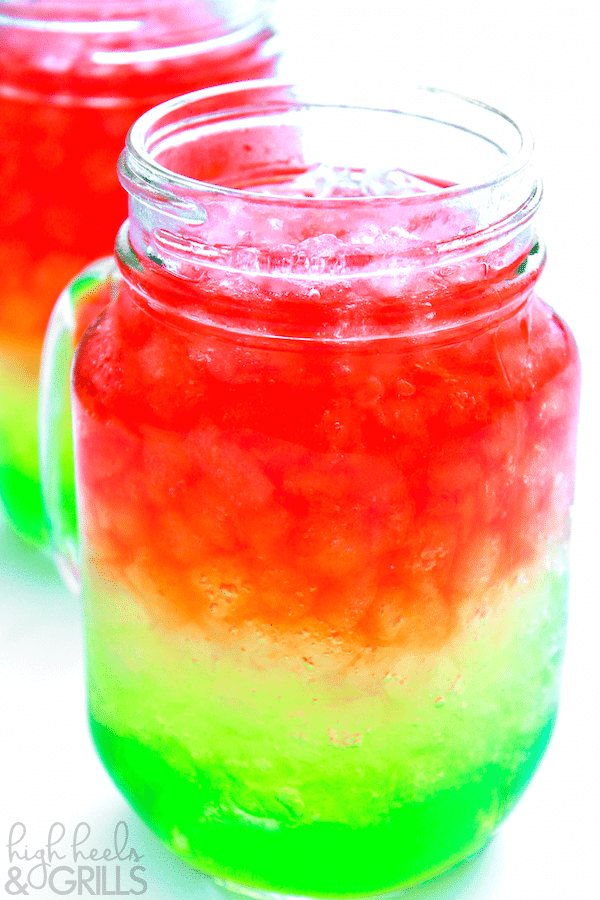 Watermelon Layer Drink - Such a cute, summery drink! Would be great for a watermelon themed party or BBQ.