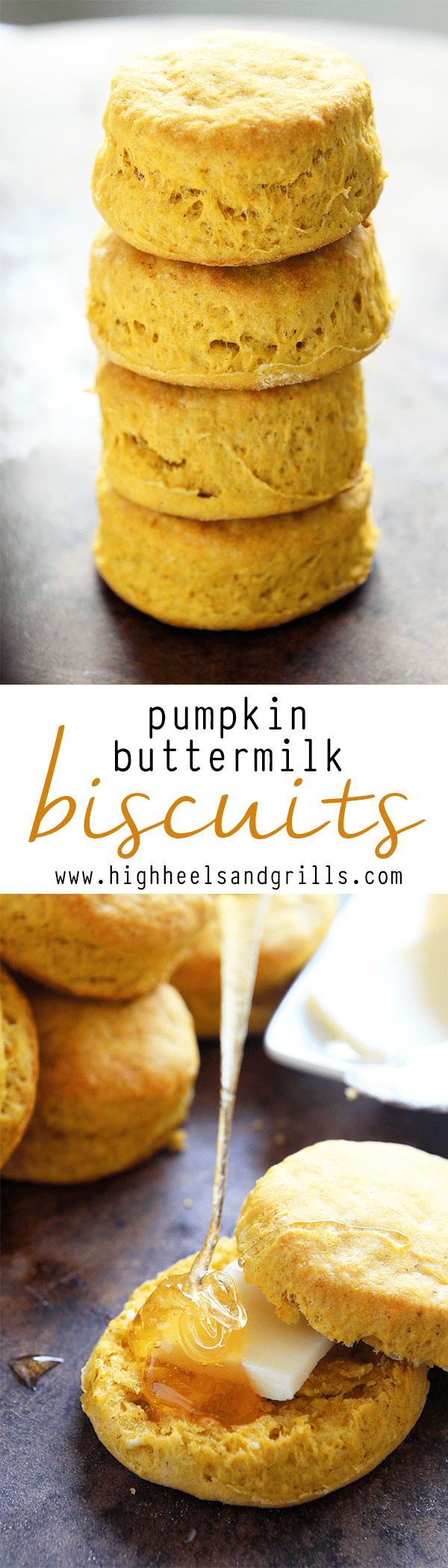 These Pumpkin Buttermilk Biscuits are tall, fluffy, and pumpkiny. They make a great fall food side dish for your favorite fall time meal!