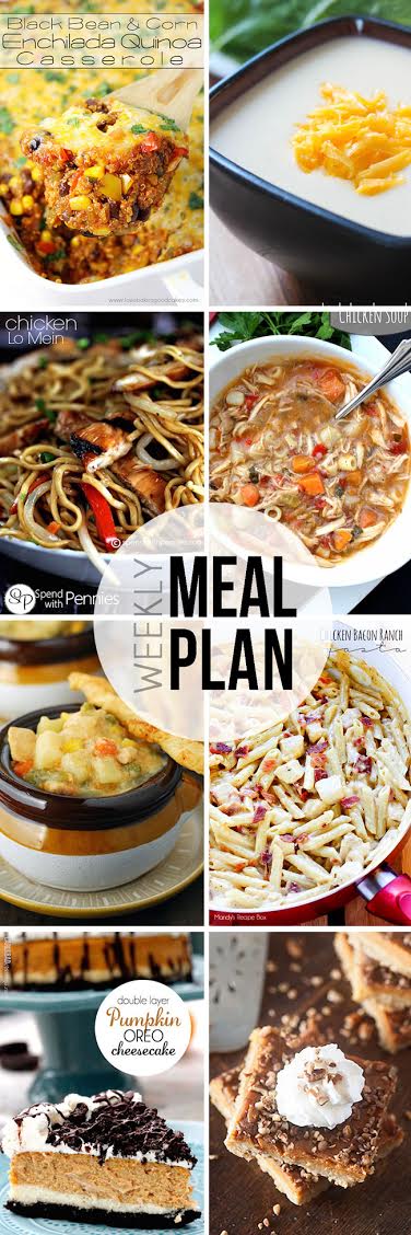 Easy Meal Plan #14 - 6 dinners, 2 desserts, and a breakfast idea for your Saturday morning!