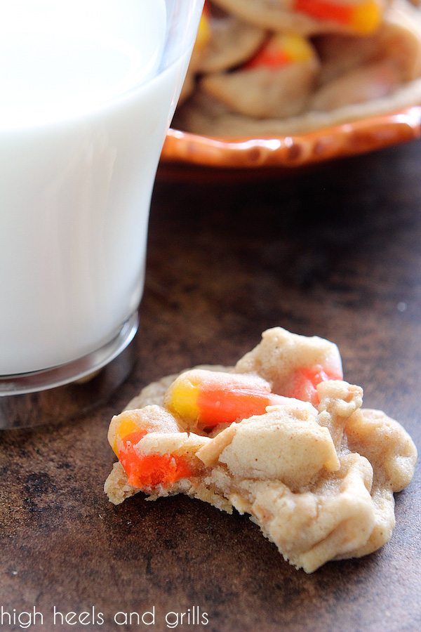 Candy Corn Chow Mein Cookies and milk.