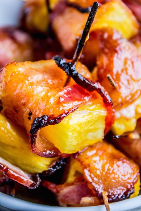 Best Appetizer Recipes - Glaze Bacon Wrapped Pineapple