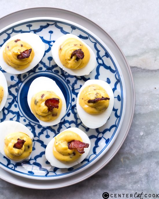 Best Thanksgiving Side Dishes - Cheddar Bacon Deviled Eggs Recipe