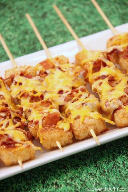 Best Appetizer Recipes - Loaded Tater Tot Skewers