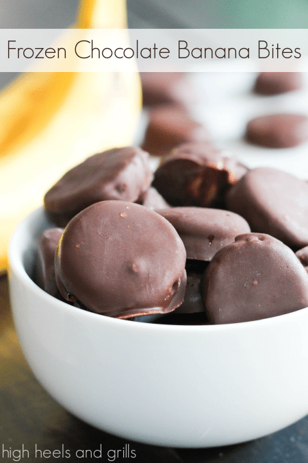 Bowl of Frozen Chocolate Banana Bites - Best Skinny Dessert Recipes
