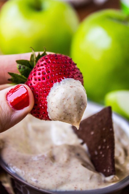 Strawberry Dipped in 2 Ingredient Fruit Dip - Best Skinny Dessert Recipes