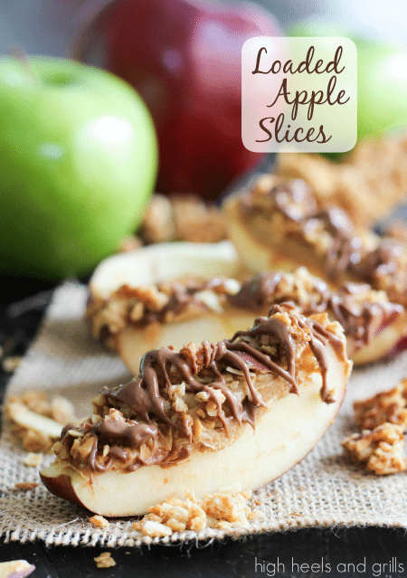 Up close shot of Loaded Apple Slices - Best Skinny Dessert Recipes