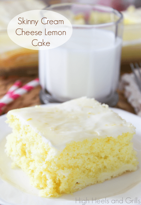 Slice of Skinny Cream Cheese Lemon Cake with milk - Best Skinny Dessert Recipes