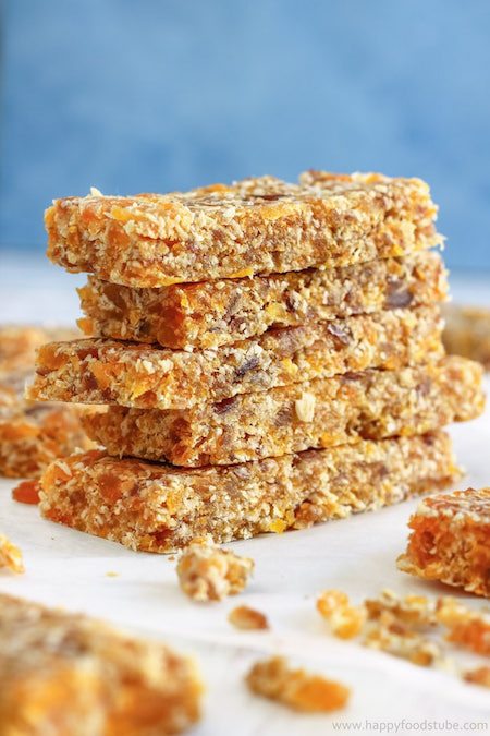 Stack of Fruity No Bake Energy Bars - Best Skinny Dessert Recipes