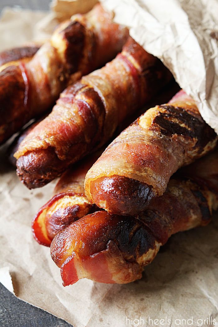 Brown bag of Bacon Wrapped Soft Pretzels - High Heels and Grills