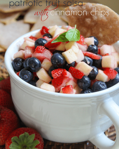 Patriotic Fruit Salsa with Cinnamon Chips