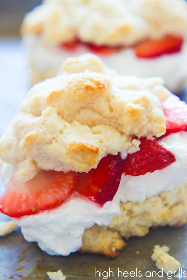 Strawberry Shortcake - Crisp biscuits, homemade whipped cream and sugared strawberries. These are great as a breakfast OR a dessert! 