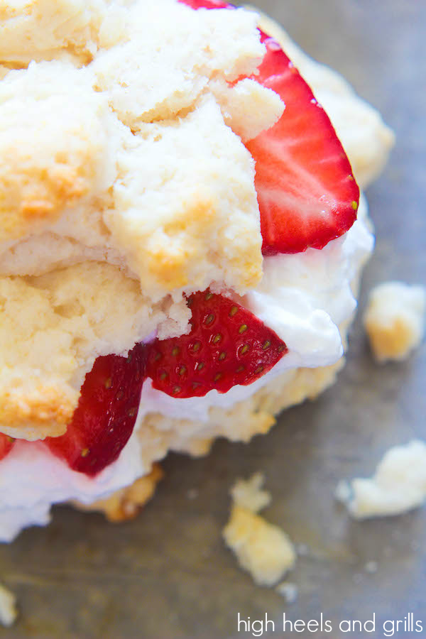 Strawberry Shortcake - Crisp biscuits, homemade whipped cream and sugared strawberries. These are great as a breakfast OR a dessert! 